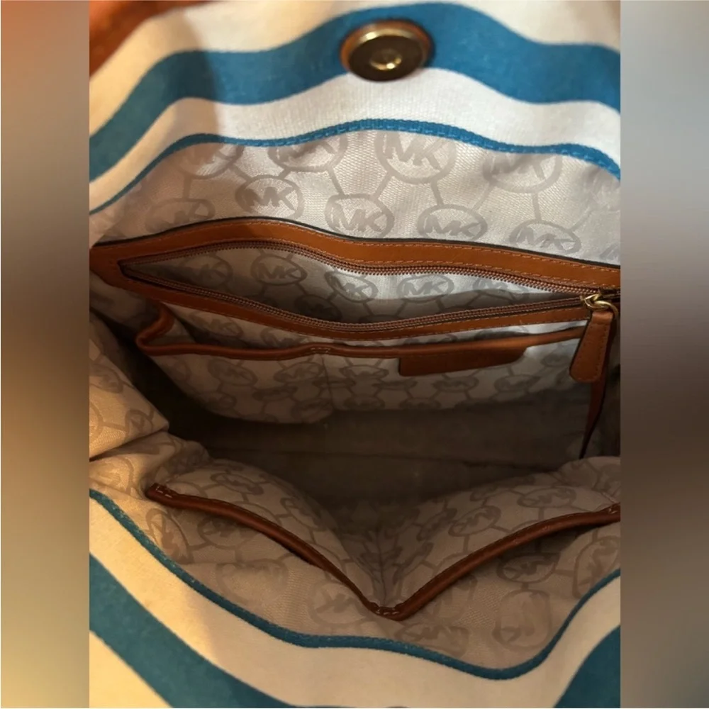 michael kors‎ hamilton canvas striped tote - Picture 3 of 7